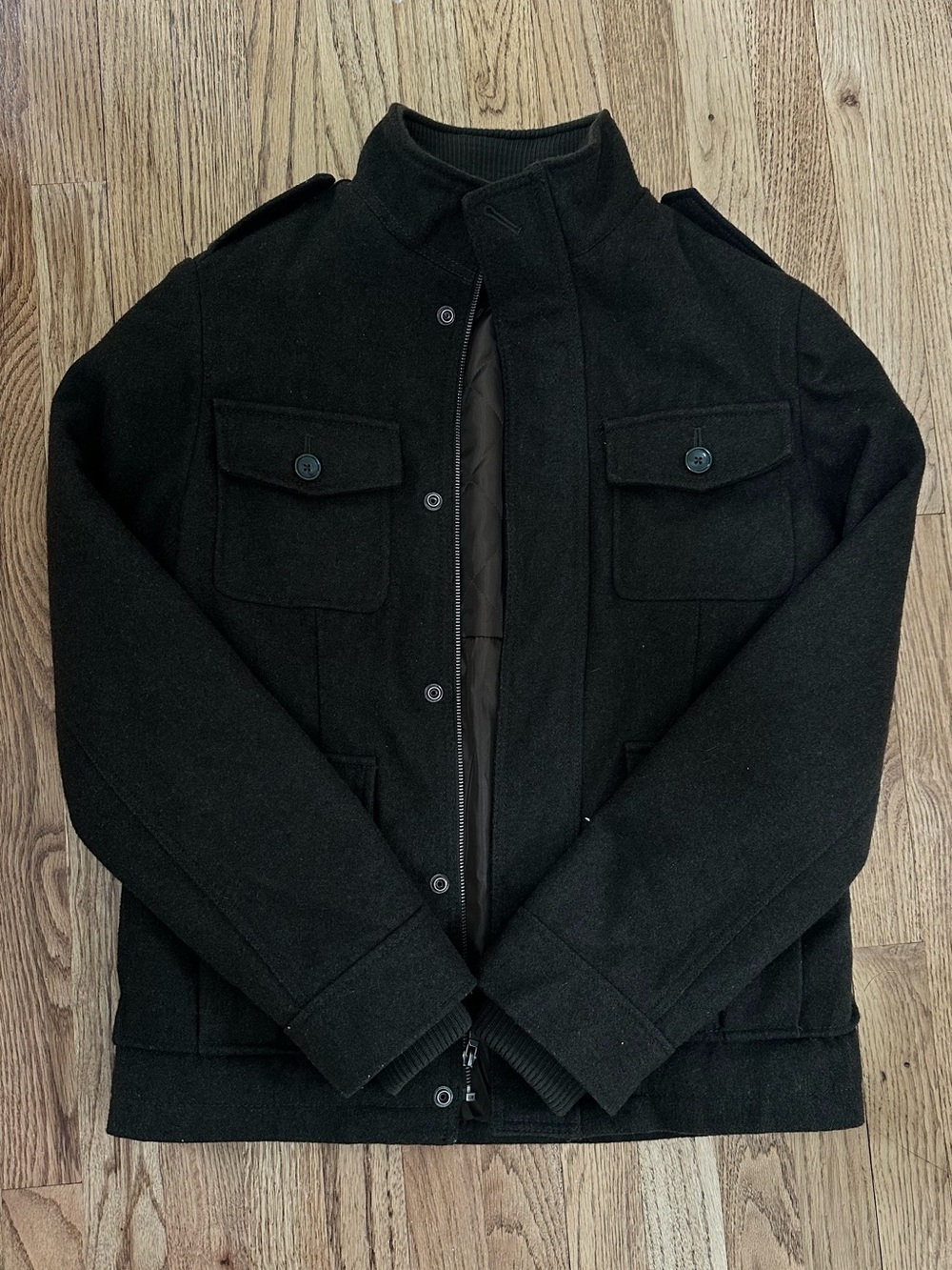 Merona dark army green Military-Style Wool Blend Peacoat Jacket